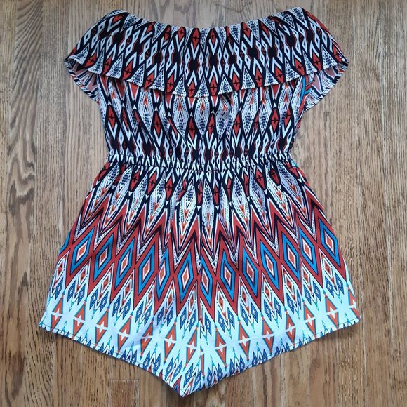 Tribal pattern strapless romper - Picture 2 of 4